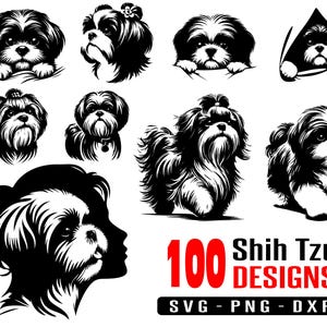 100 dessins de Shih Tzu Dog Designs svg, svg Shih Tzu, chien svg, bundle svg, svg, png, cricut, dxf, clipart, pour un usage Commercial et personnel