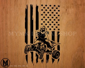 Modderrijden Atv Amerikaanse vlag svg-bestand, atv svg, quad riding svg, svg, png, cricut, dxf, clipart, voor commercieel en persoonlijk gebruik
