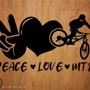 mtb svg, love peace trail, cycling svg, bicycle svg, bike svg, biking svg, mountain biking svg, cyclist svg, svg