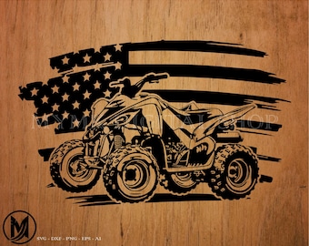 ATV in Amerikaanse vlag svg-bestand, atv svg, modderrijden svg, quadrijden svg, svg, png, cricut, dxf, clipart, voor commercieel en persoonlijk gebruik