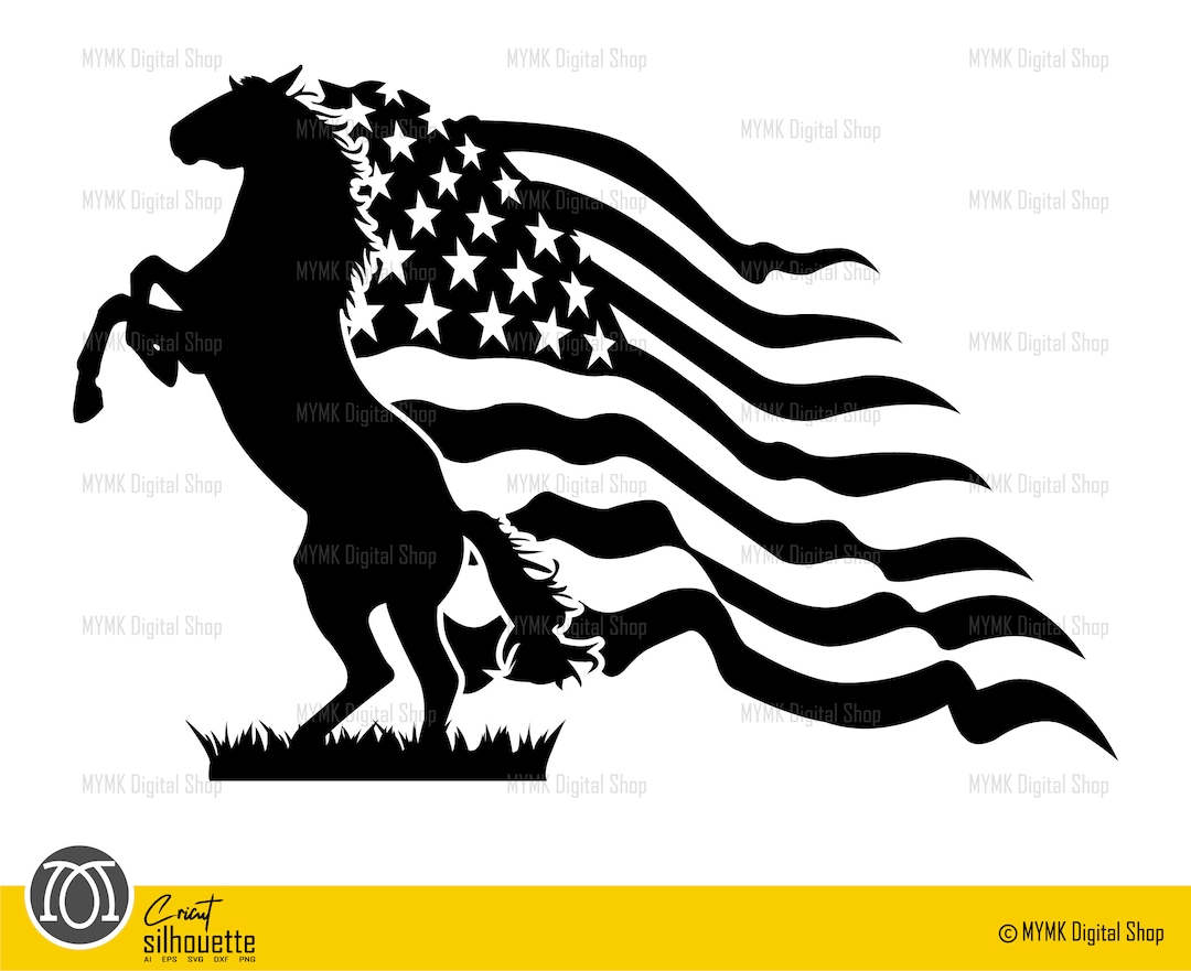 Horse Svg, Horse American Flag Waving, Horse Clipart, Svg, Png, Cricut
