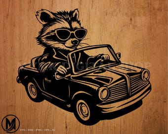 Raccoon svg, Raccoon Driving a Car, Trash Panda svg, svg, png, cricut, dxf, clipart, for Commercial and Personal use