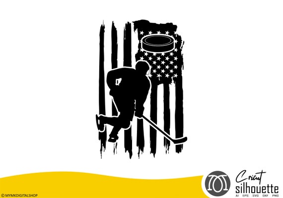 Hockey Svg American Flag Portrait Hockey Clipart Hockey | Etsy