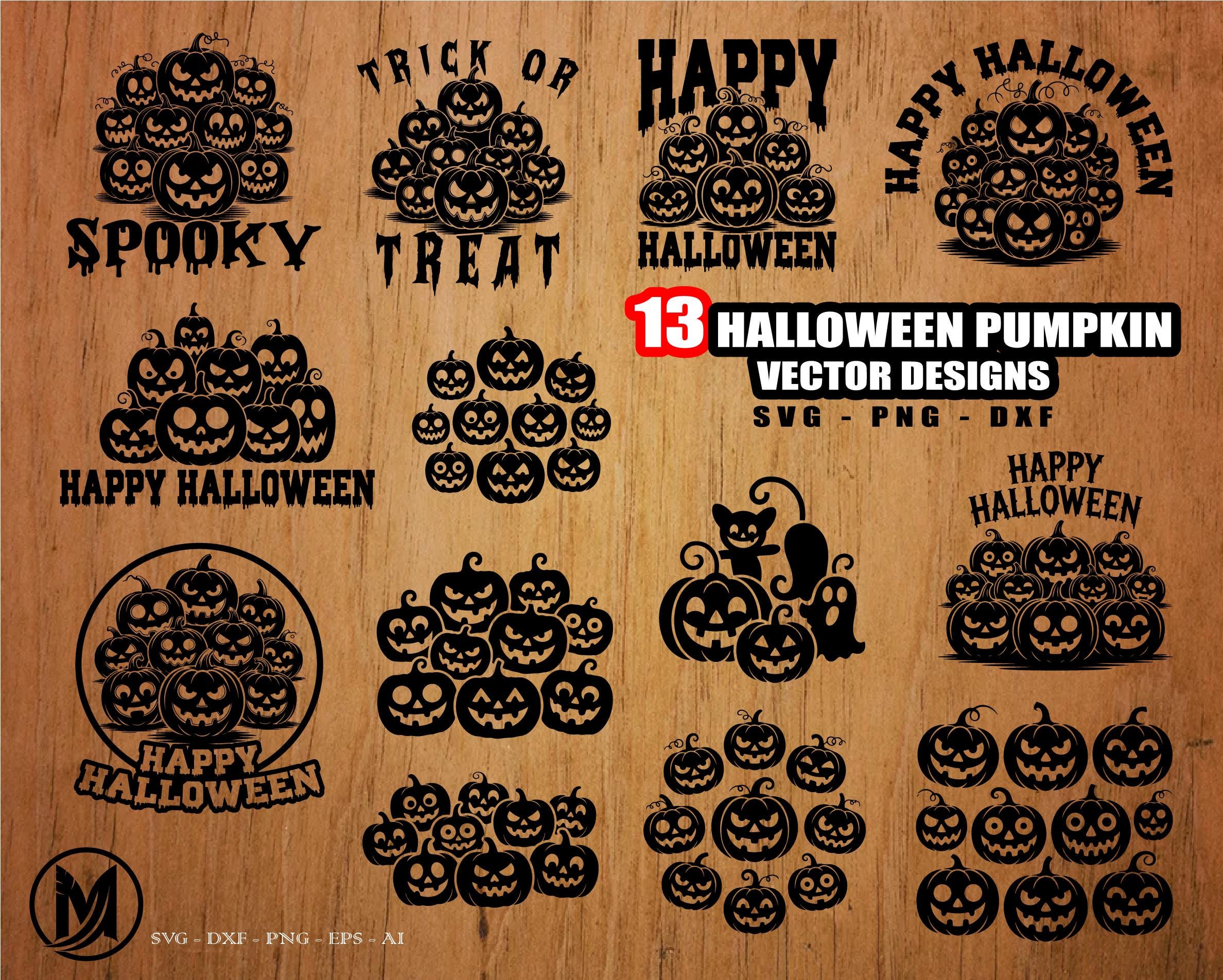 13 Halloween Pumpkins vector bundle, halloween svg, svg, png, dxf, for Commercial and Personal Use