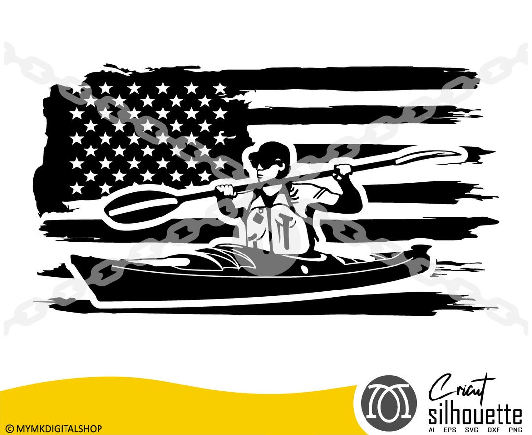 Kayak Svg, Kayaking Svg, American Flag Colored 2, Kayaker Svg, Summer Svg, Boat Svg, Kayaking