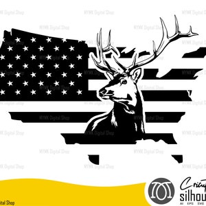 Hirsch Jagd svg, amerikanische Flagge, png, svg, jagd svg, cut file, dxf, cricut ready