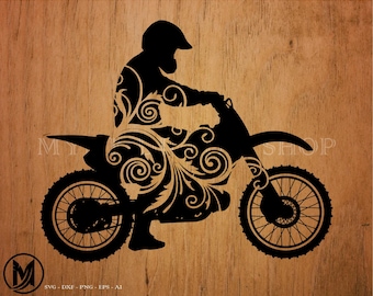 Dirt Biker Floral svg file, Dirt Bike svg, Motocross svg, svg, png, cricut, dxf, clipart, for Commercial and Personal use