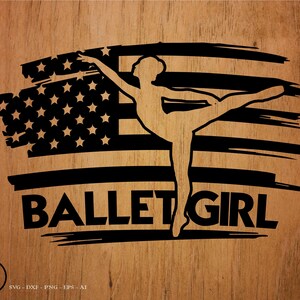 Ballet Girl in American Flag svg file, Ballet svg, Ballerina svg, svg, png, cricut, dxf, clipart, for Commercial and Personal use