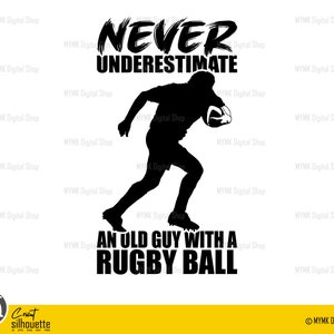 Rugby svg, onderschat nooit een oude man, Football svg, American Football, voetbal clipart, voetbal png, cut file, cricut bestand,