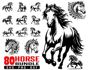 80 Horse Bundle Designs, Horse svg, svg, png, dxf, for commercial and personal use