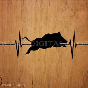caza de jabalíes svg, latido del corazón, cerdo svg, jabalí svg, silueta, svg, clipart, png, archivo de corte, archivo cricut