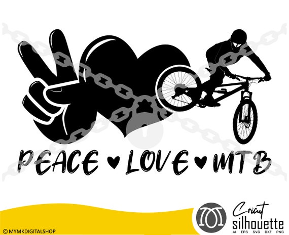 Cycling Routes Love Velo Cycling Mtb Svg, Love Peace Trail
