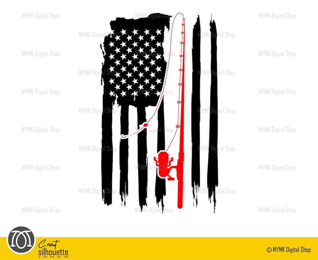 Fishing Svg, American Flag Rod, Fishing Clipart, Png, Silhouette, Svg