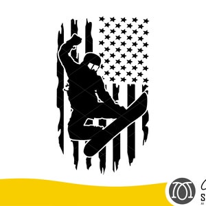 Snowboarding in American Flag SVG Datei, Snowboarding svg, Ice skating svg, svg, png, cricut, dxf, clipart