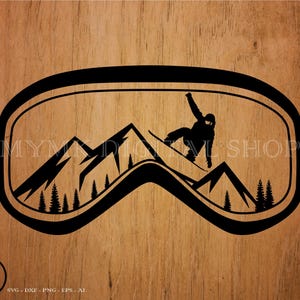 Snowboarding svg, Snowboardingbrille berge & Bäume svg-Datei, Ski svg, svg, png, Cricut, dxf, Clipart, für kommerziellen und persönlichen Gebrauch