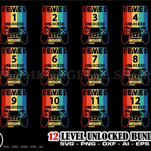 Jugador de 12 niveles desbloqueado Impresionante desde archivos SVG, paquete SVG, controlador SVG, SVG, PNG, Cricut, DXF, clipart, para uso comercial y personal