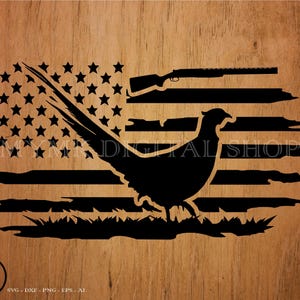 faisão svg, faisão bandeira americana, caça ao faisão svg, caça svg, caça de pássaros svg, png, svg, arquivo de corte, arquivo dxf, cricut