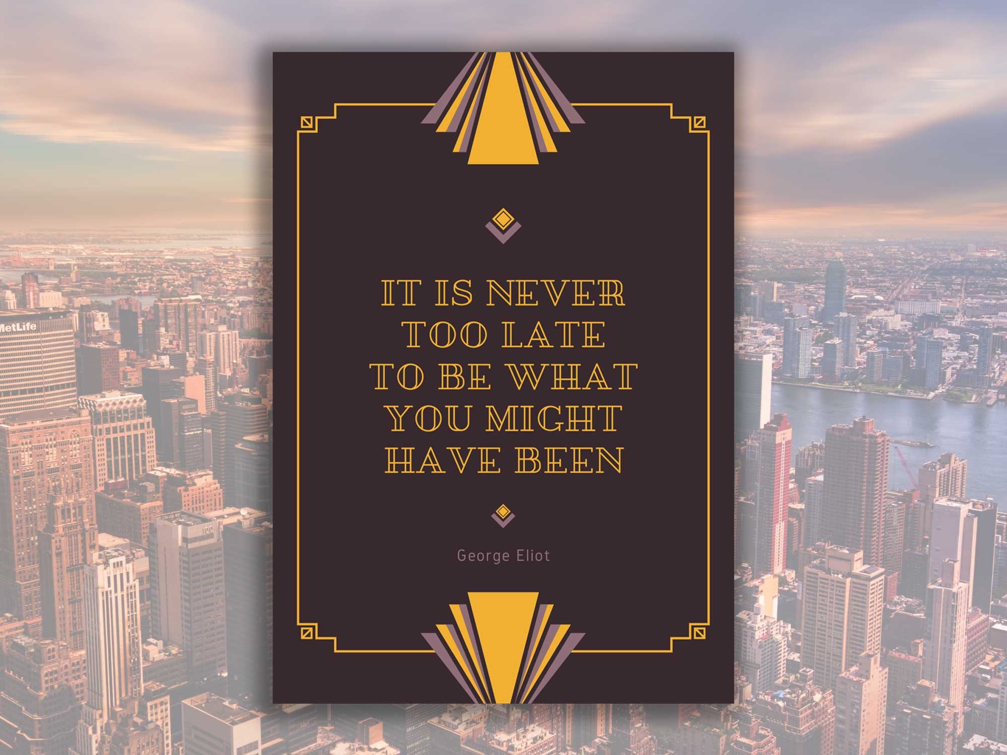 Art Deco Poster Motivational Quote by Eliot Instant Etsy