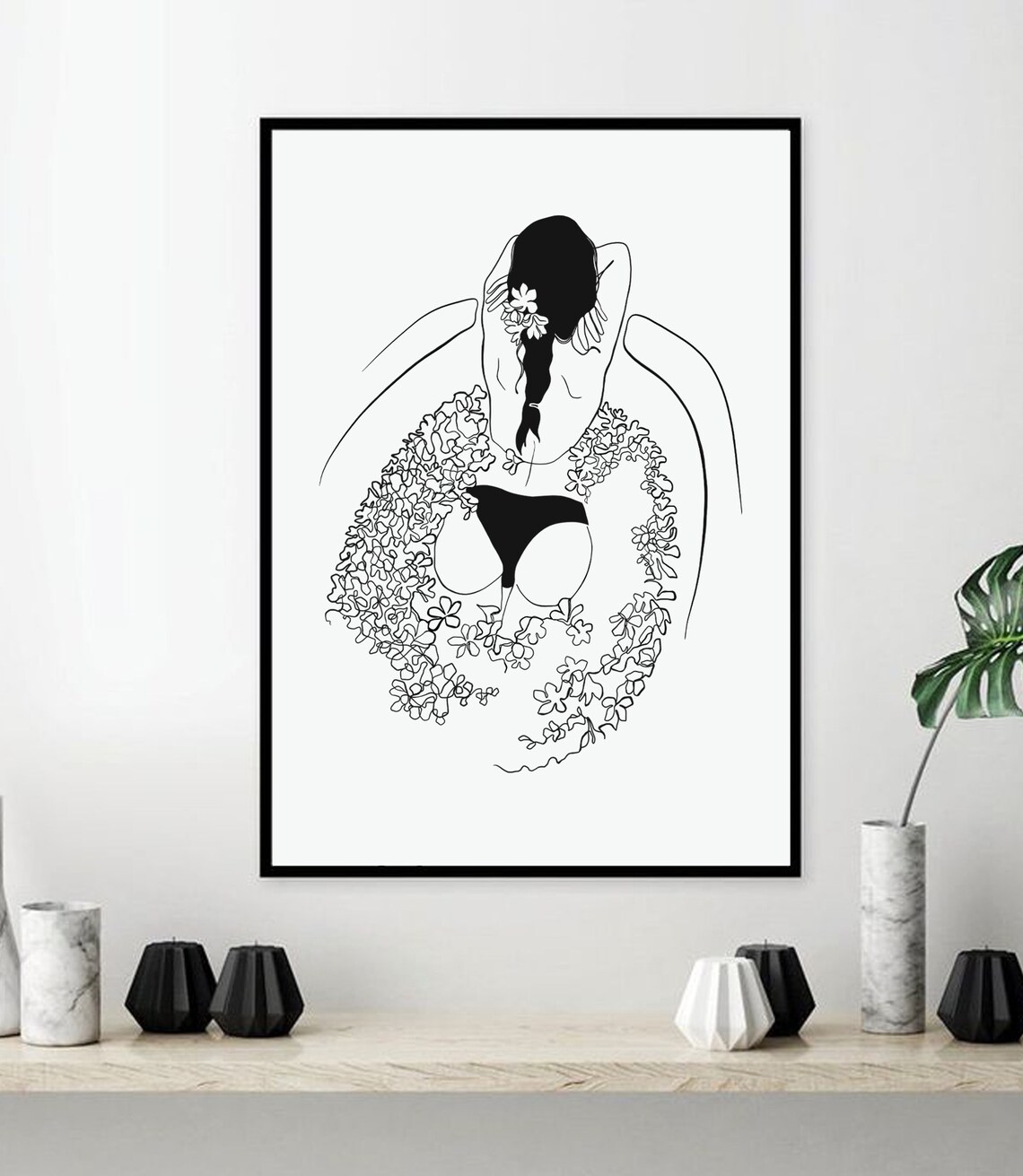 Bathroom line art Bathtub line art print Women body art Etsy