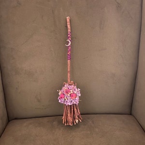 Besom Broom with Dried Hydrangeas