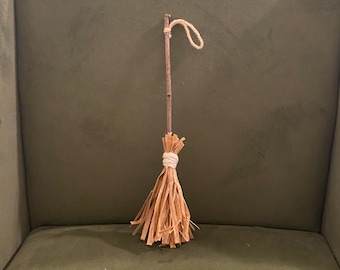 Besom Broom with Raffia - medium