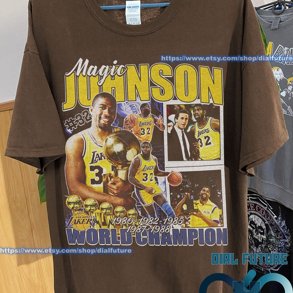 Vintage 90s Magic Johnson T-Shirt, World hampion Shirt, Unisex Shirt player, Gift for fans