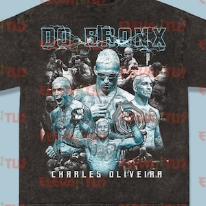 Camiseta pirata de primera calidad con lavado de Charles Oliveira Do Bronx, de edición limitada y estilo retro vintage