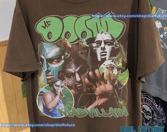 MFDOOMプリントTシャツホワイトビンテージラップ T HIPHOPXLサイズ MF Doom T-shirt, Vintage 90's Hip Hop Rap Tour Men's Tshirt