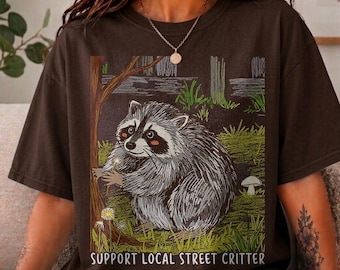 Support Jimothy Local Street Critter Shirt Funny Raccoon T-Shirt, Cute Animal Graphic Shirt, Gift for Animal Lover Gift