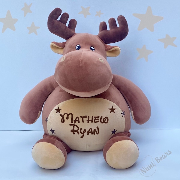 Squishy moose gift,personalized moose gift/Newborn gift/Birthday gift/Baby gift/Forest animal with name/Stuffed moose/Stuffed animal gift