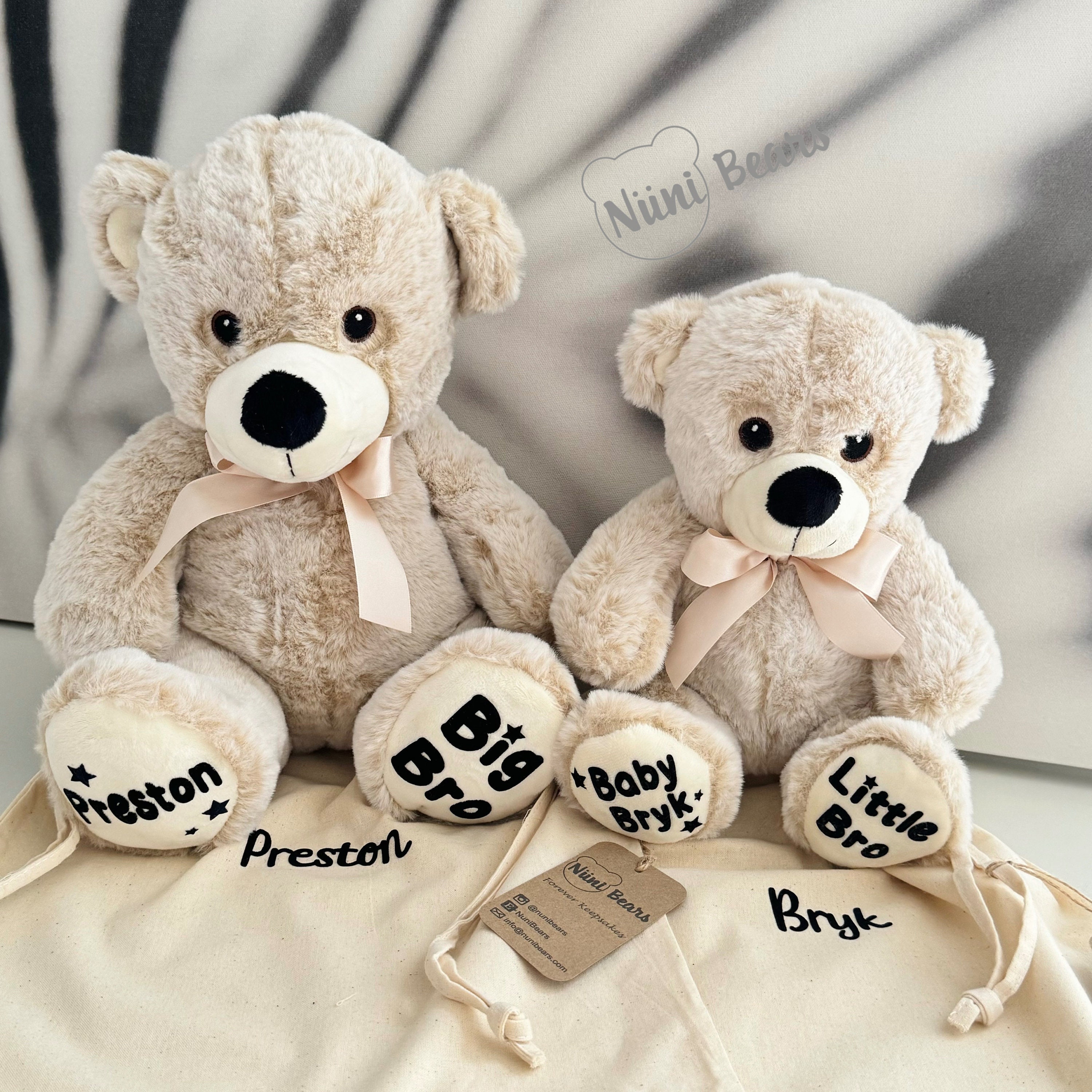 Sibling Teddy Bears,newborn, Personalized Teddy,beige Teddy Bear