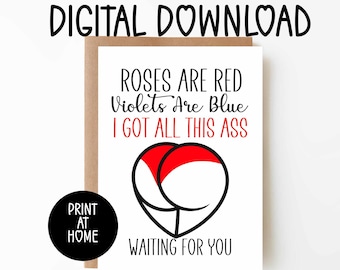 Naughty Funny Birthday Christmas or Valentine’s Day Card For Men or Women [Digital Download] Printable