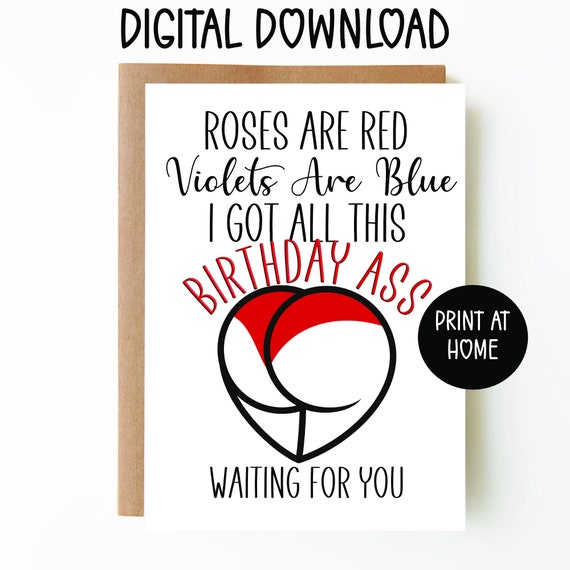 Birthday Ass Sex Card for Him or Her digital Download picture photo