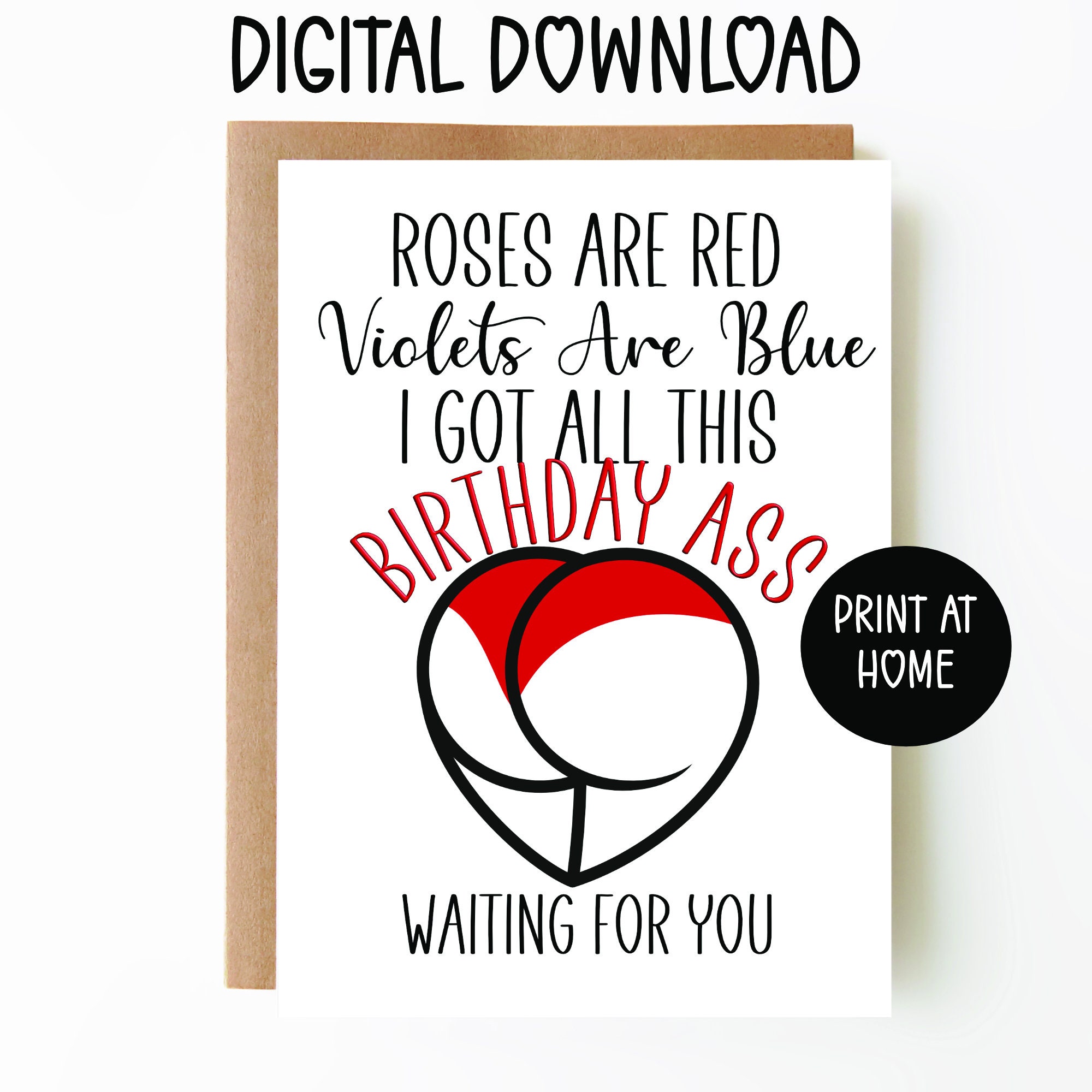 Birthday Ass Sex Card for Him or Her digital Download picture