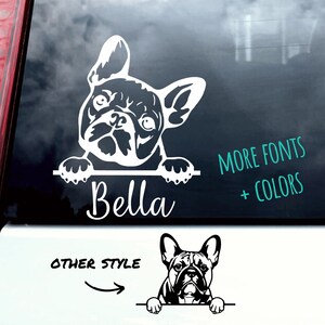 Frenchie Decal, Peeking Frenchie, French Bulldog Car Decal, Custom name dog decal