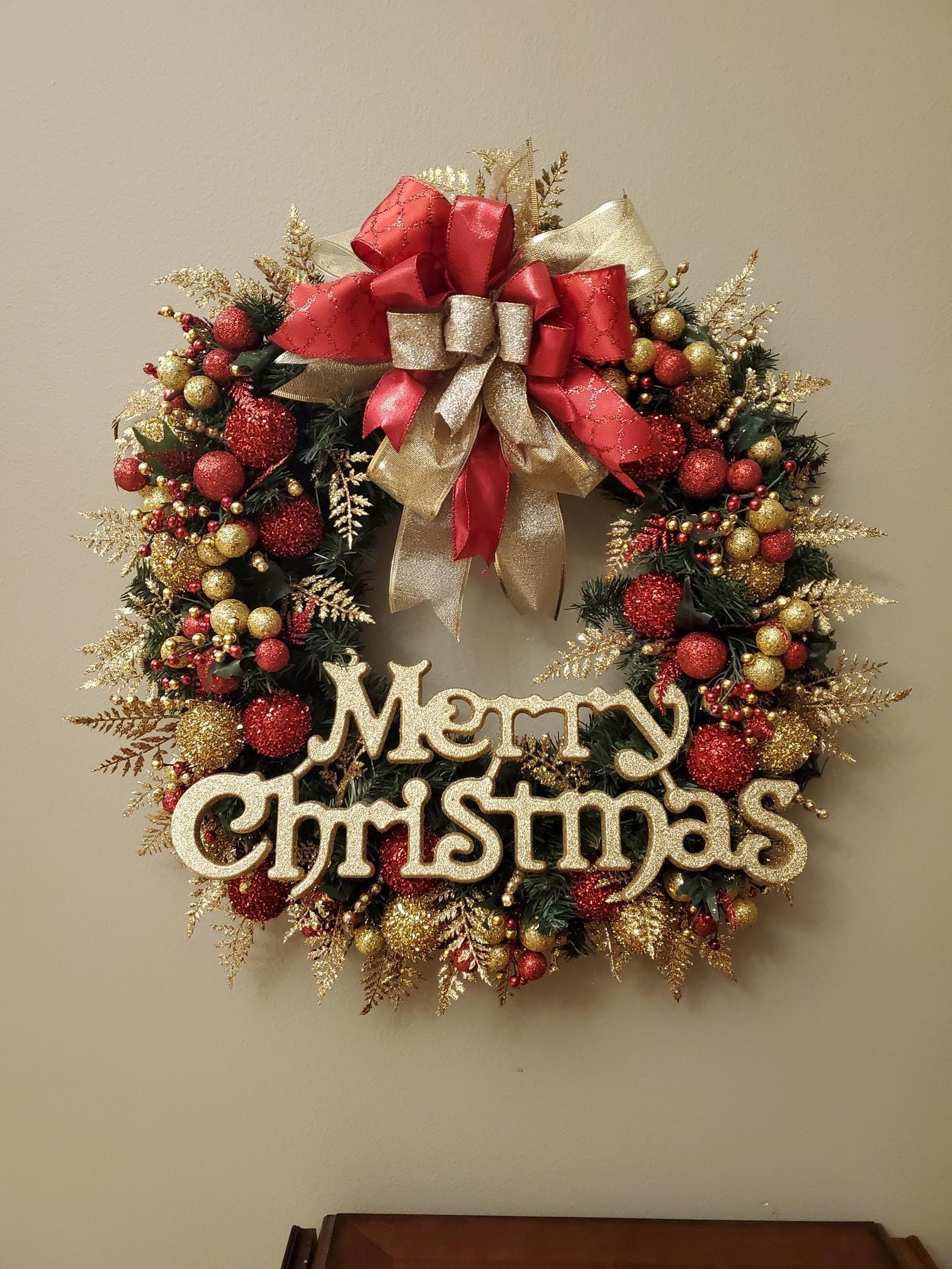 Rot & Gold Weihnachtskugel Kranz | Etsy