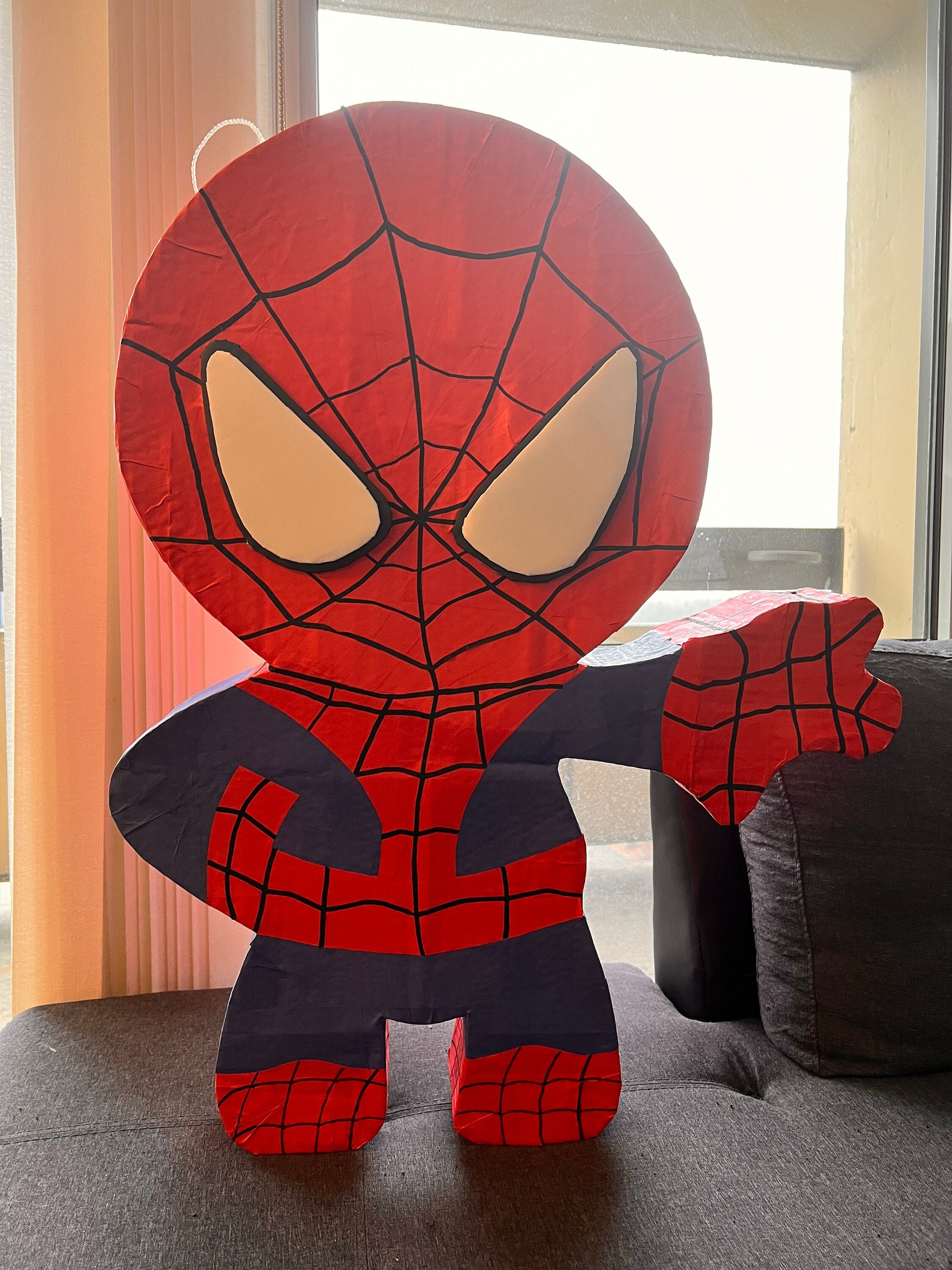 Unique Industries Pull String Spider-Man Multi-color Asymmetrical Birthday  Pinata, 18 x 18