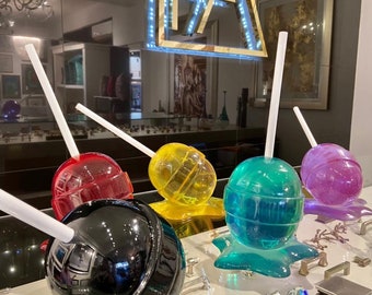 Melting Lollipops, Large Size Resin And Acrylic Decoration For Any Room, Office, Kitchen, Bookshelf, Over Books, Home Decor. 11.81H X 5.31D