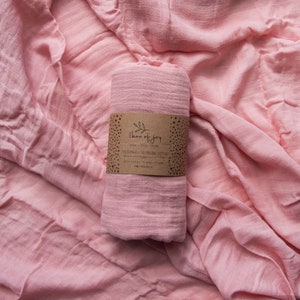 Manta de muselina de algodón ultra suave para bebé rosa (120 cm x 120 cm)