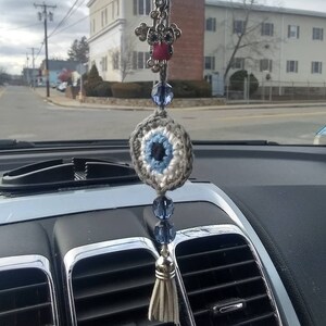 Blue beaded Evil eye protection car charm, keychain