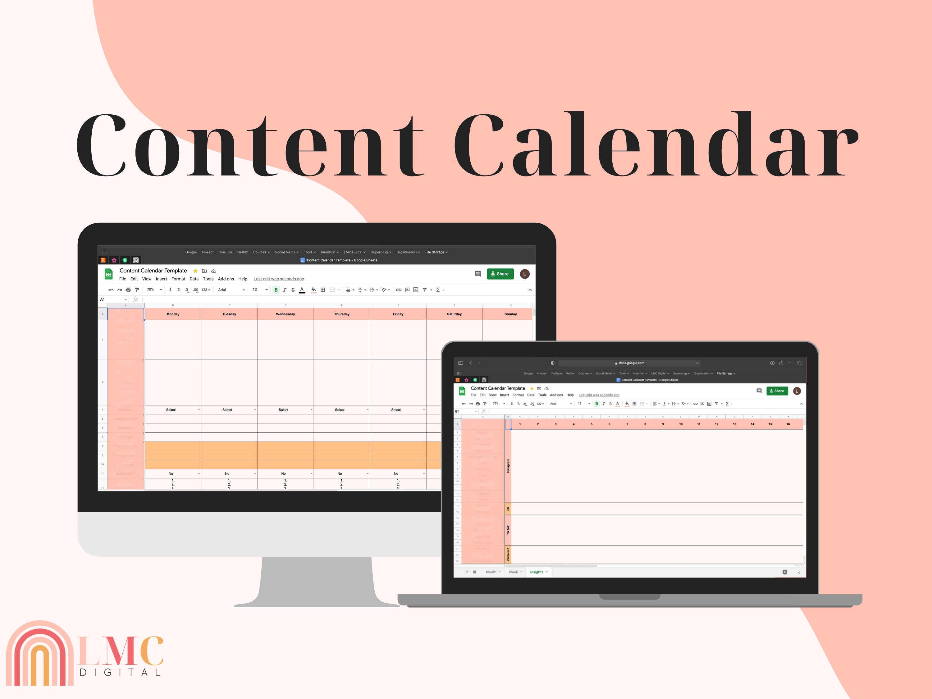 Content Calendar Template Google Sheets Etsy