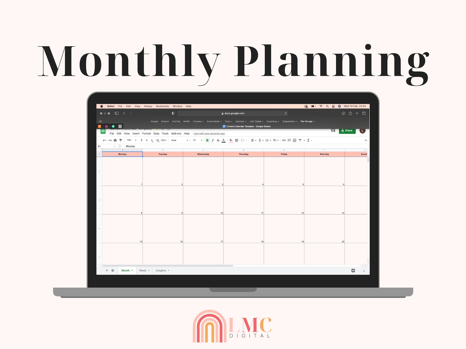 Content Calendar Template Google Sheets Etsy