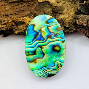 Bellissimo cabochon di conchiglia di abalone naturale, pietra preziosa sciolta, creazione di gioielli, pietra liscia di alta qualità, 50 ct, 39 x 25 x 6 mm
