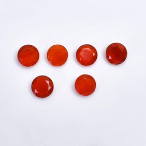 Natural Orange Carnelian Cabochon: Round Faceted Gemstone, 7Ct Lot