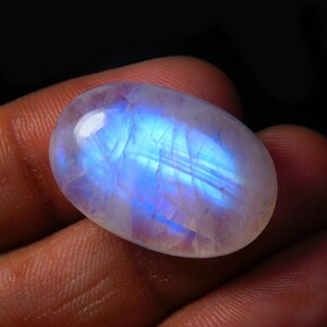 AAA Quality Rainbow Moonstone Cabochon Gemstone, Natural Oval Shape Rainbow Moonstone Loose Gemstone, Size 25X17X8 MM 28Cts