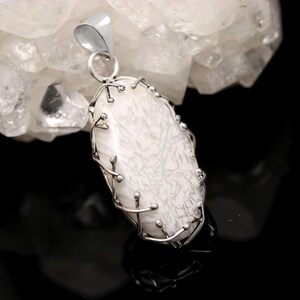 •SCOLECITE OVAL - SCALLOPED• sterling silver pendant
