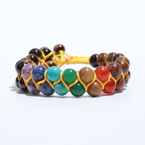 Natural Multi Stone Mix Adjustable 1 Pcs bracelet Cabochon Loose Gemstone, Natural Rondelle Shape Multi Stone bracelet 160 Ct 8 MM Round