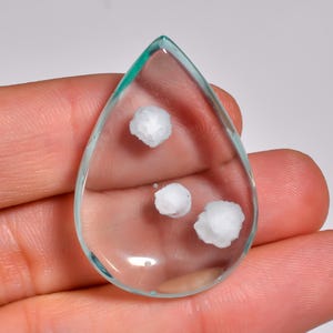 Naturlig Aqua Cookeiten Quartz Päron Cabochon Ädelsten för Smyckestillverkning (36x25x7mm)