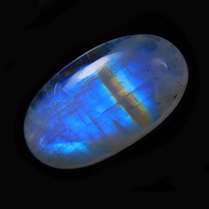 AAA Quality Rainbow Moonstone Cabochon Gemstone, Natural Oval Shape Rainbow Moonstone Loose Gemstone, June Birthstone, Size 27X15X6mm 18Cts