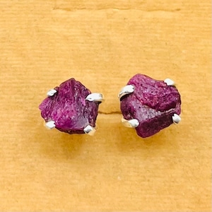 Natural Raw Ruby earrings 92.5 Silver earrings Gemstone Handmade earrings Silver 92.5 Jewelry